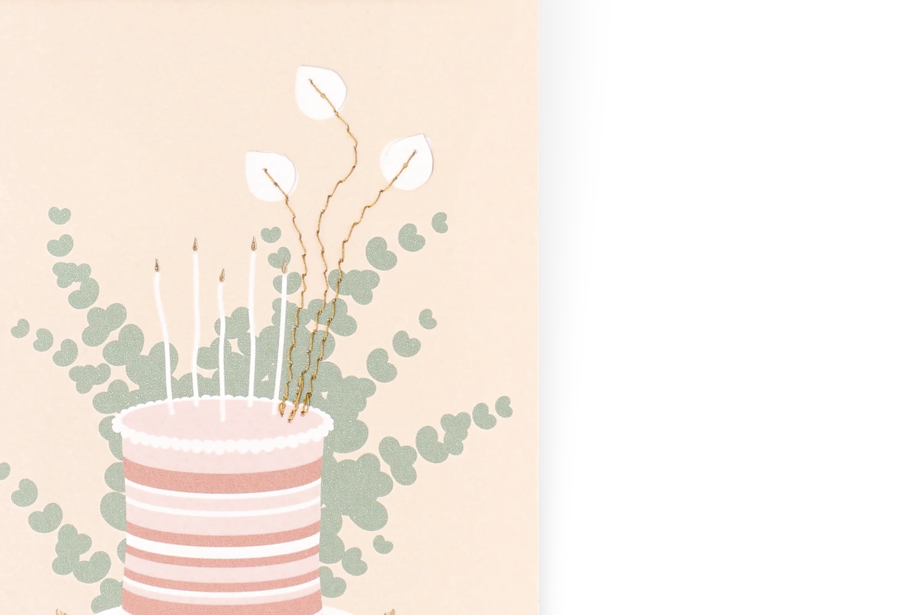 Nähblumen Grußkarte Happy Birthday