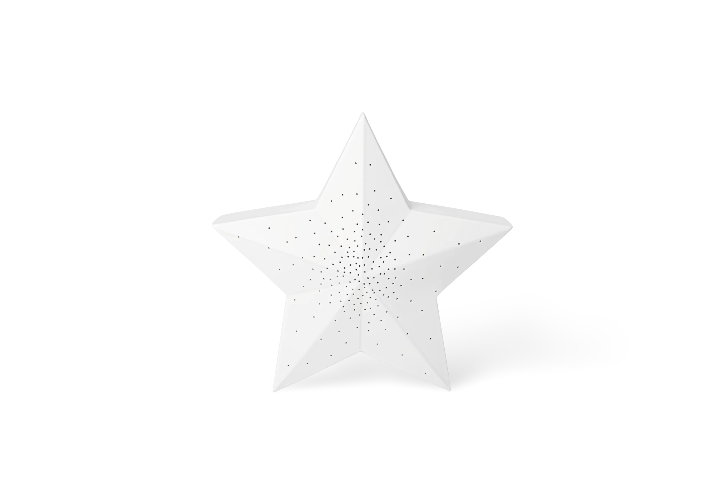 Leuchte Sterne Weiße Sternleuchte mit zahlreichen kleinen Lichtpunkten in der Vorderansicht.