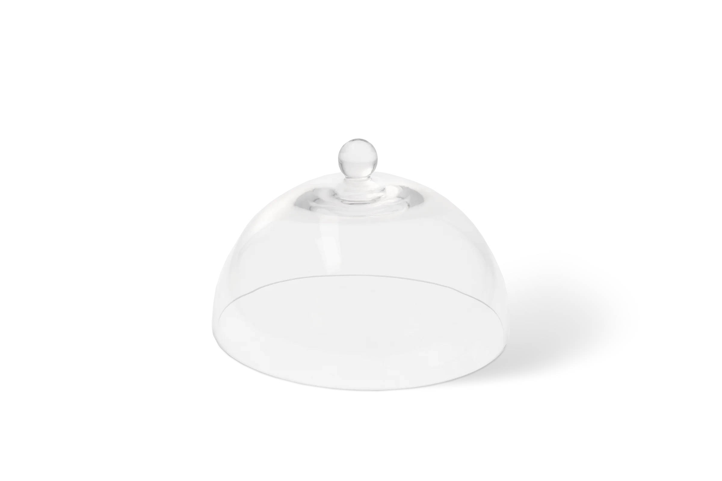 Transparente Glascloche Tafelfreuden mit rundem Glasknauf zum Abdecken kleiner Köstlichkeiten, Teileansicht.