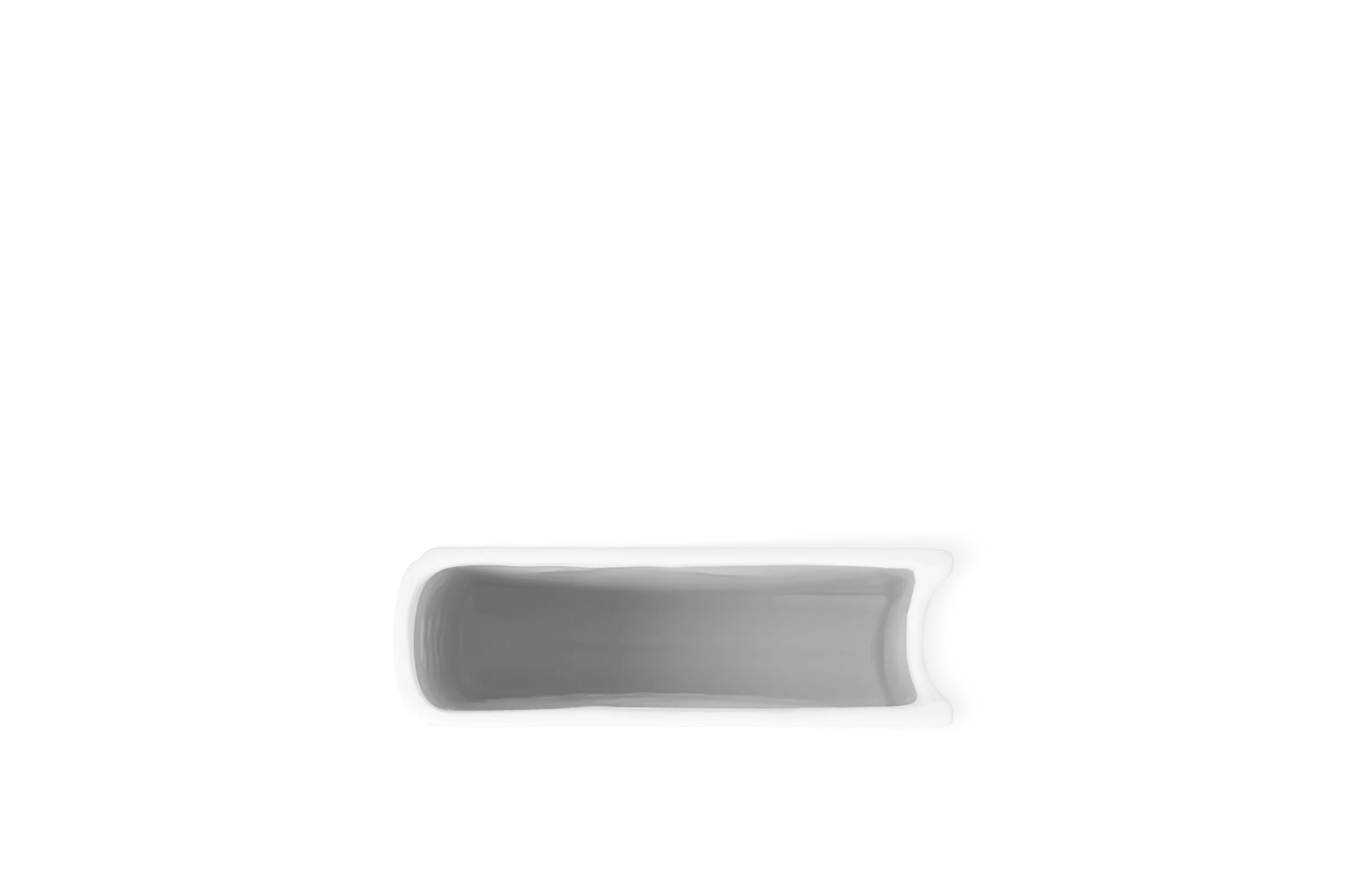 Weiße längliche Vase der Serie Leseglück mit rechteckiger Öffnung in der Draufsicht.