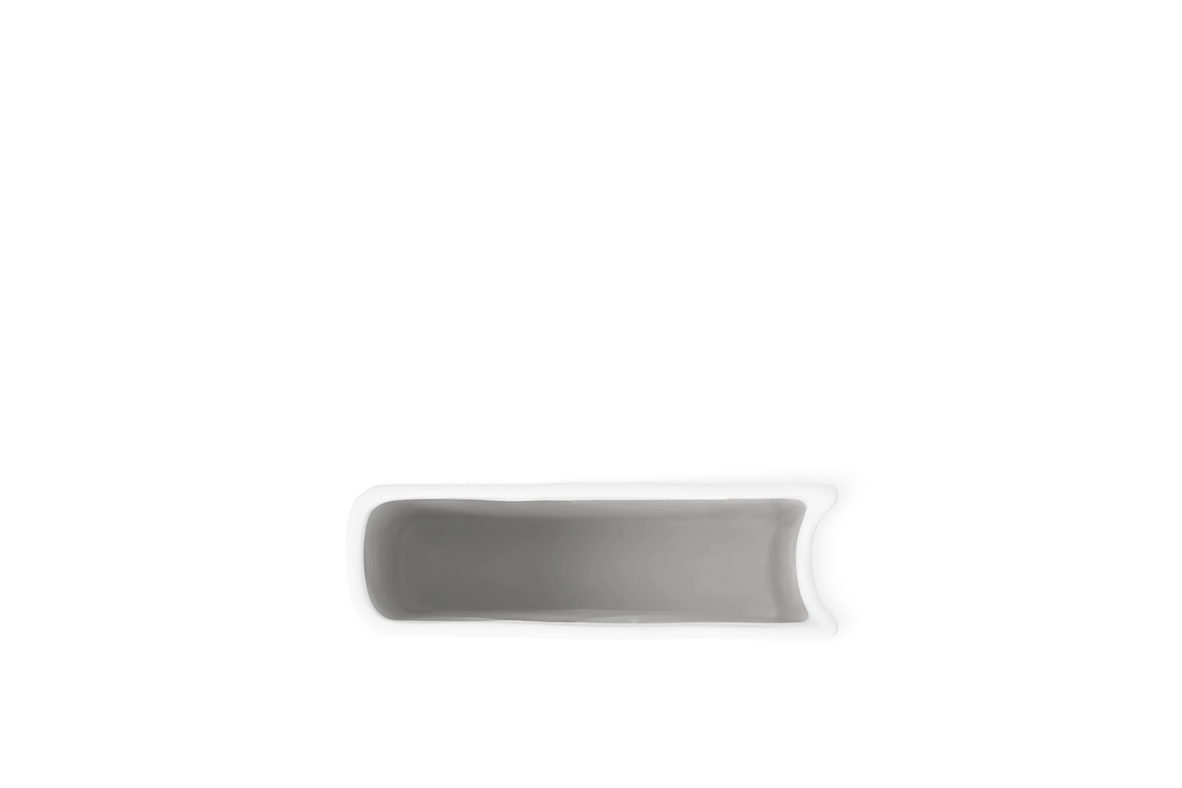 Weiße Vase der Serie Leseglück mit länglicher rechteckiger Öffnung in der Draufsicht.