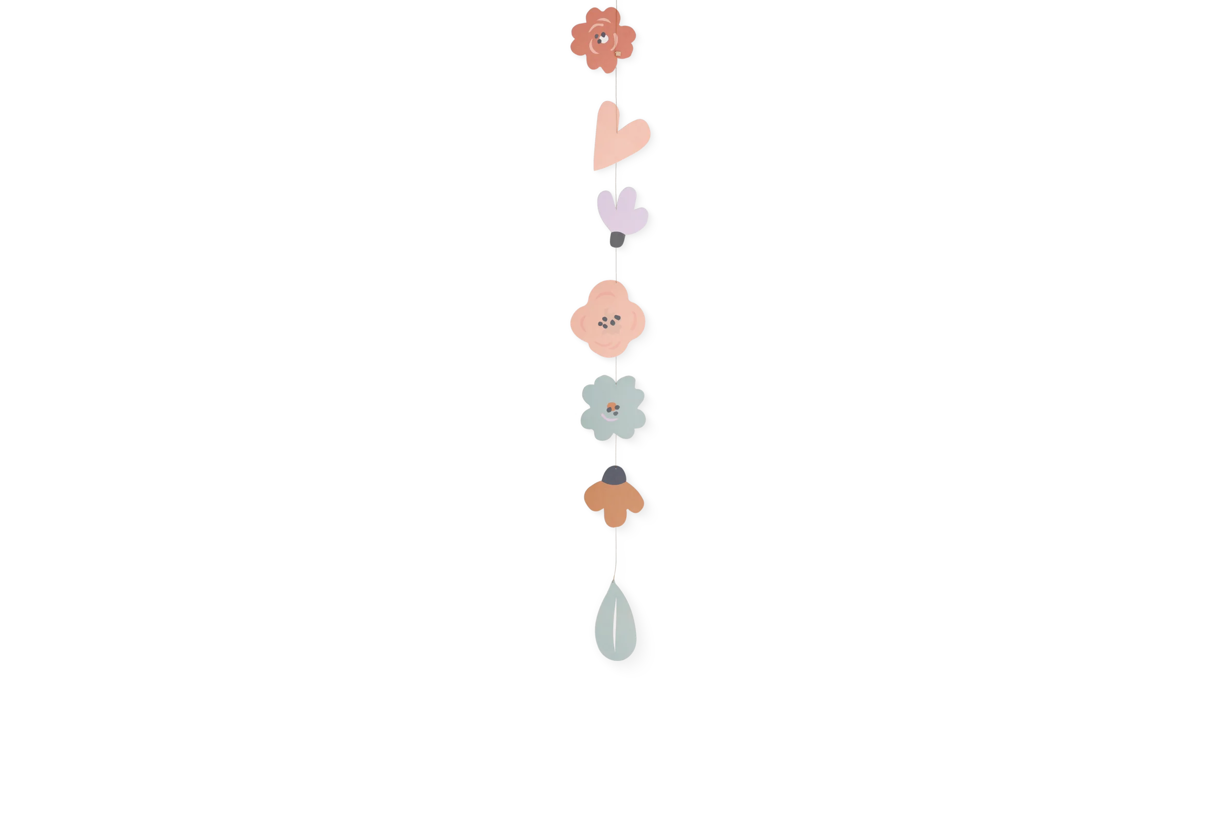 Kette Blütenzauber mit pastellfarbenen Blüten, Blättern und tropfenförmigem Anhänger in der Rückansicht.