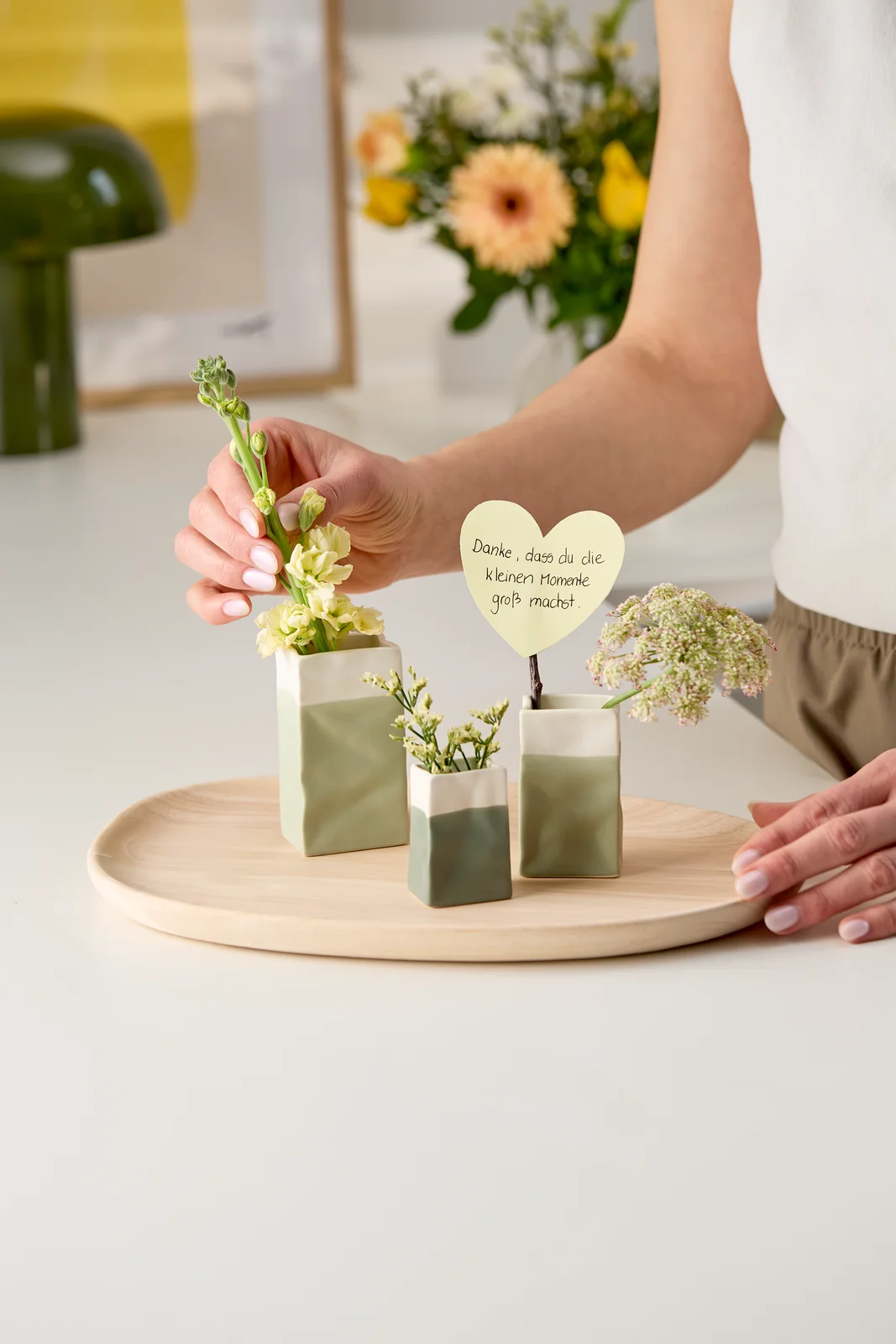 Mini-Porzellantüten Grüntöne - 3er Set