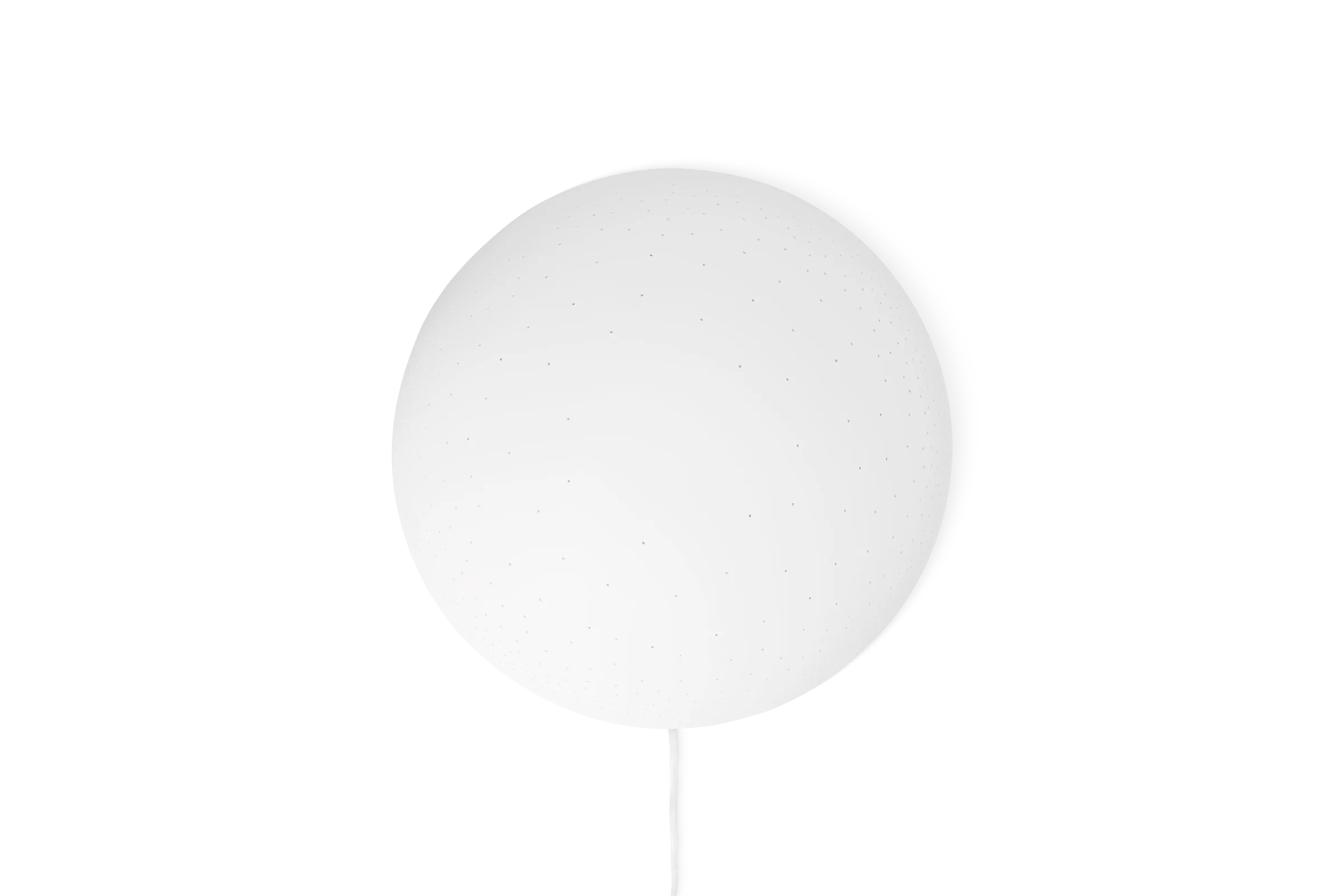 Wandleuchte Weiße runde Wandleuchte Wunderwelt mit gesprenkelter Oberfläche und weißem Kabel in der Vorderansicht.