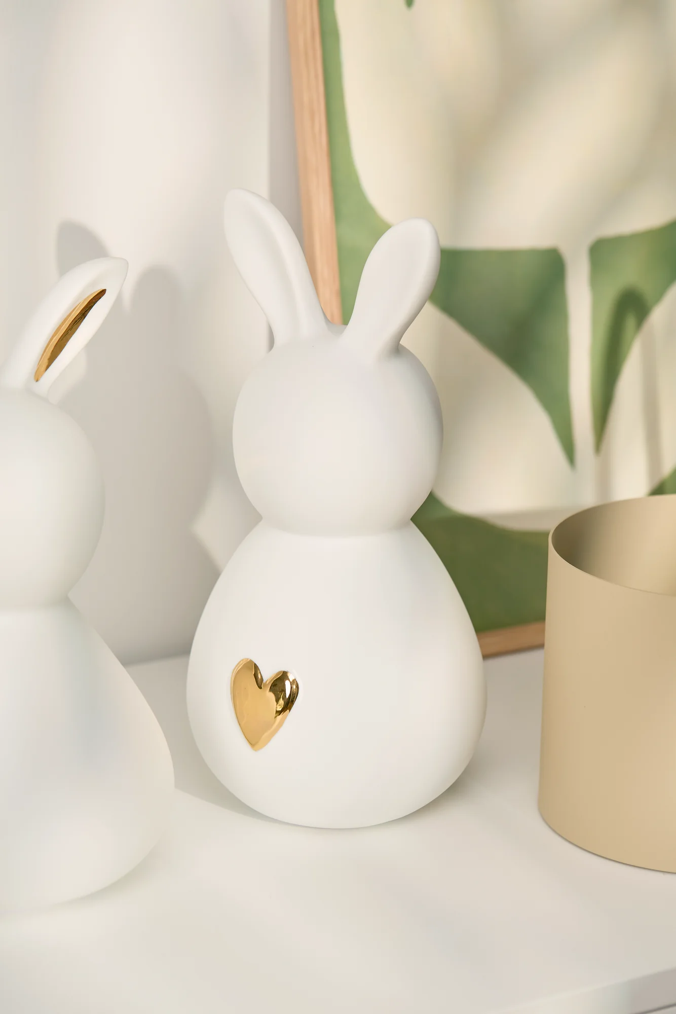 Figur Hase Herr Goldenes Herz Groß