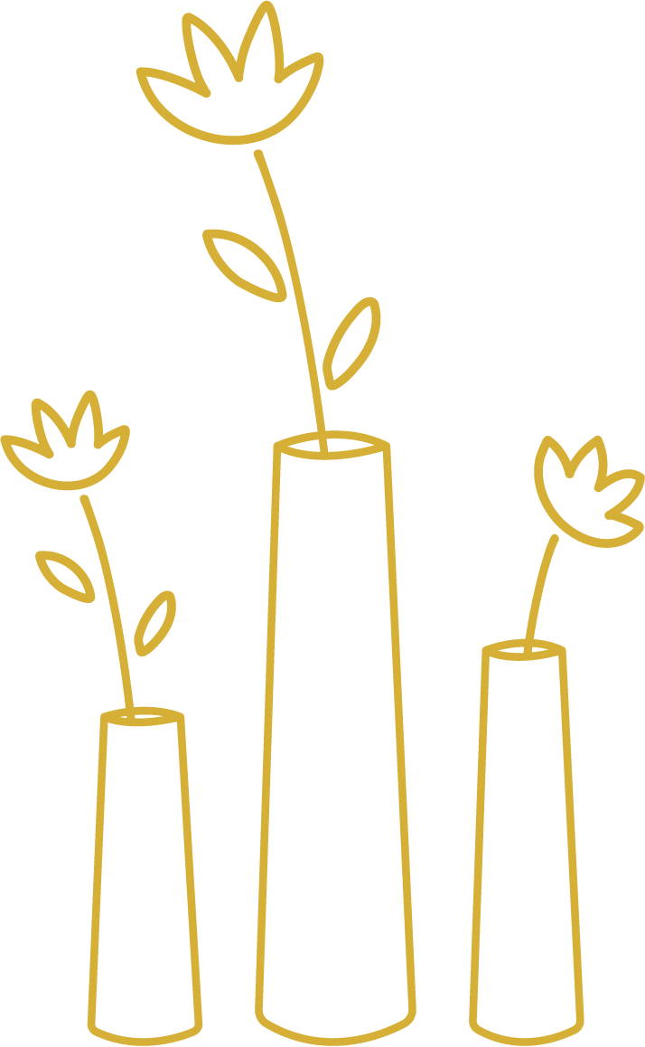 Vasen Illustration verschiedener Vasen mit Blumen.