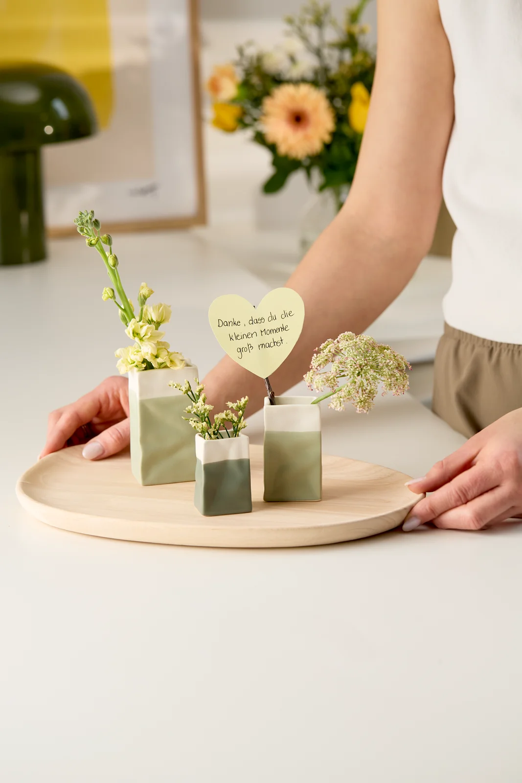 Mini-Porzellantüten Grüntöne - 3er Set
