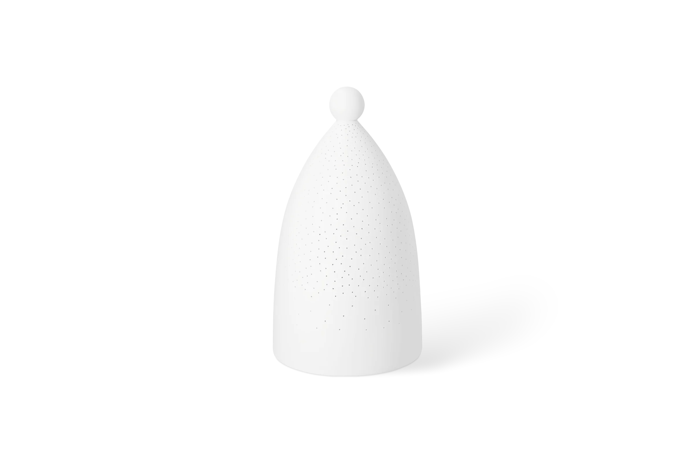 Leuchte Lichtengel räder Lichtengel-Leuchte in Weiß mit kugelförmigem Kopf und punktiertem Durchbruchmuster in der Vorderansicht.
